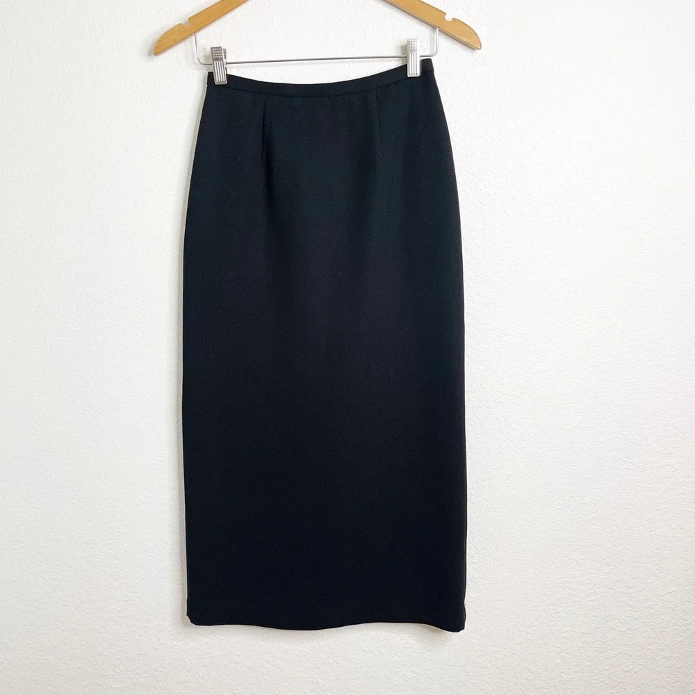 Emma James Vintage Black Petite Midi Pencil Skirt Size 4P Professional